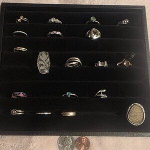 Lot of 19 Vintage Sterling Silver Rings, Display Is Included, Free Display, Nice